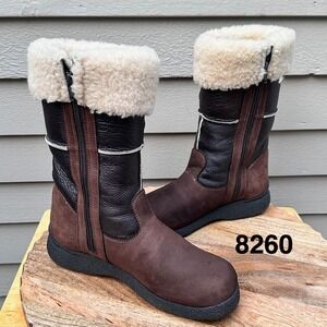 Pajar Canada Brown Leather Shearling Lined Winter Boots Mens 9 Made in Canada